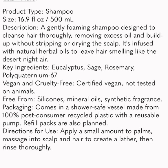 TwentyNine PALMS Desert Tumbleweed Cleansing Shampoo 16.9 fl oz / 500 ml NIB - Picture 9 of 10